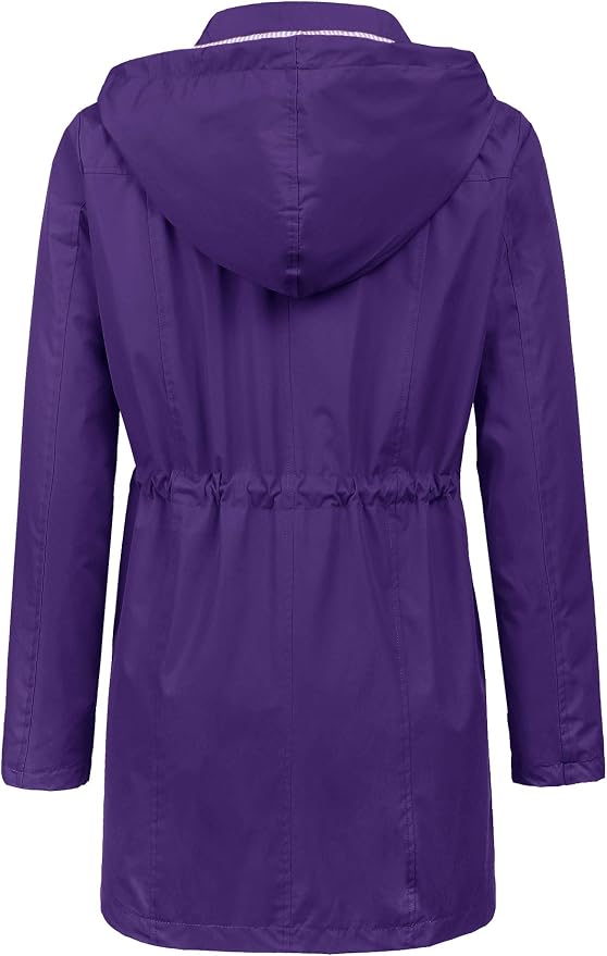 LOMON Raincoat Women Waterproof Long Hooded Trench Coats Lined Windbreaker Travel Jacket S-XXL