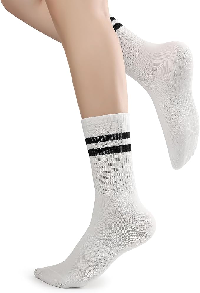 loudashuaiqi Grip Pilates Socks Non Slip Athletic Yoga Socks with Grips for Women Grippy socks for Hospital Workout Barre