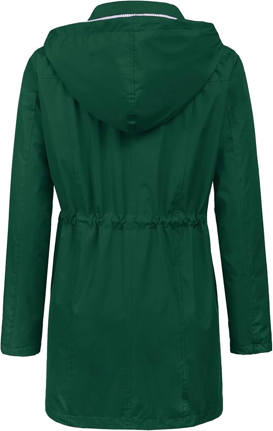 LOMON Raincoat Women Waterproof Long Hooded Trench Coats Lined Windbreaker Travel Jacket S-XXL