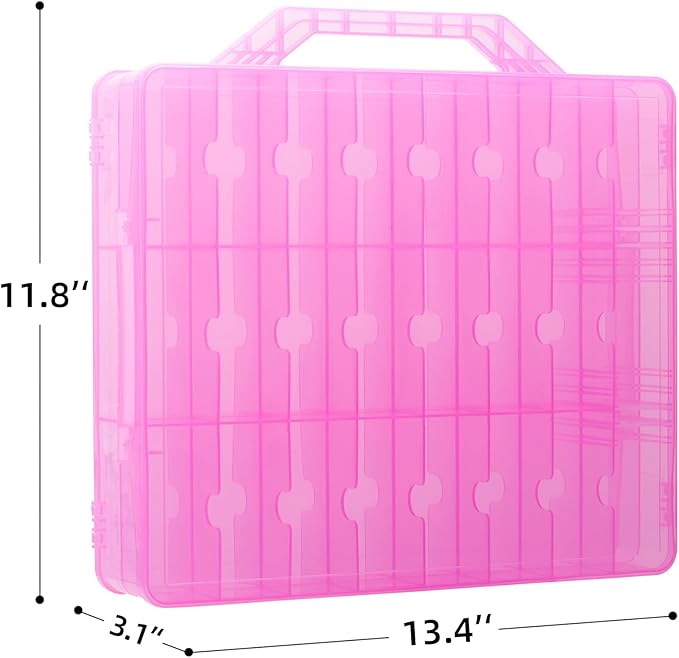 Double Sided Toy Car Storage Case for 48 Cars, Pink, Rectangular, Plastic, Wall Mount, 13.4 x 11.8 inches