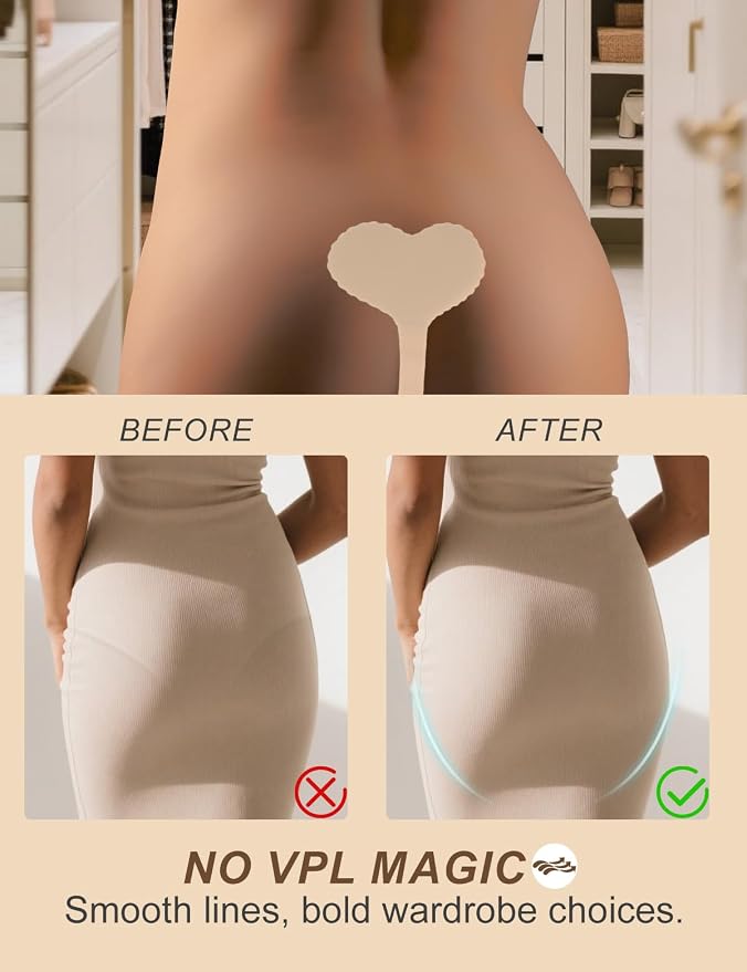 Adhesive C-String Thongs 2-Pack Invisible Underwear for Women with VPL-Free Design Reusable No Belt Thong