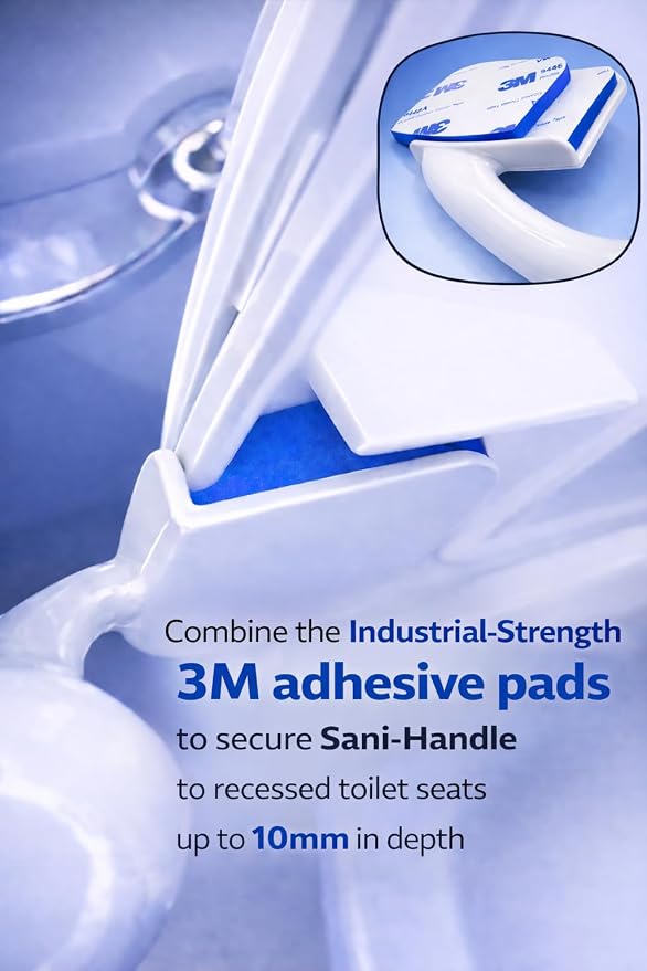 Sani-Handle Toilet Seat Lifter Handle | Industrial strength 3M adhesive. Sticks Strong, Stays Long