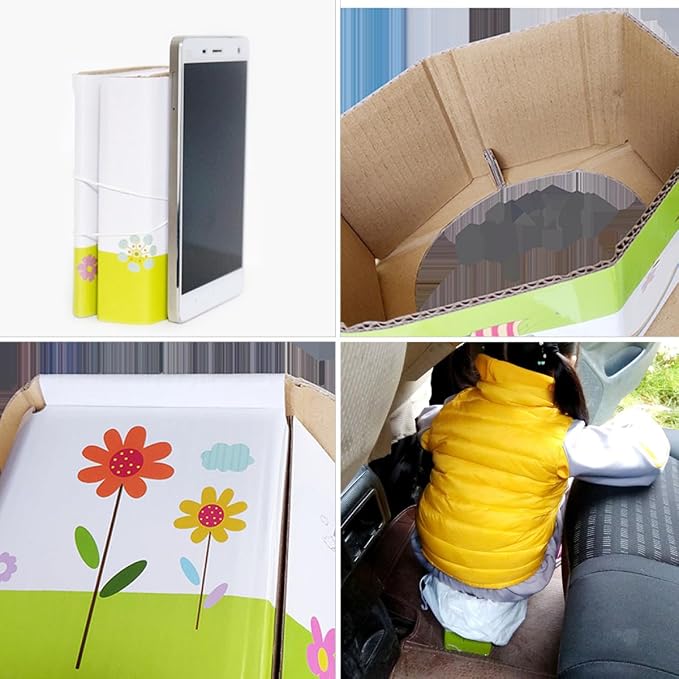 FRCOLOR Portable Foldable Paper Toilet with Travel Potty Seat for Boy Girl Compact Portable Toilet for Outdoor and Car Use Practical Foldable Closestool for Travel Potty Training