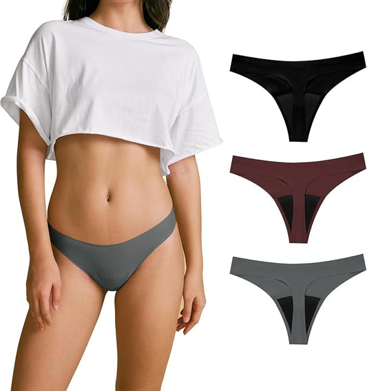 SHARICCA Women Postpartum Period Thongs 4 Layers Leakproof Underwear Panties for teen ladies Multipack