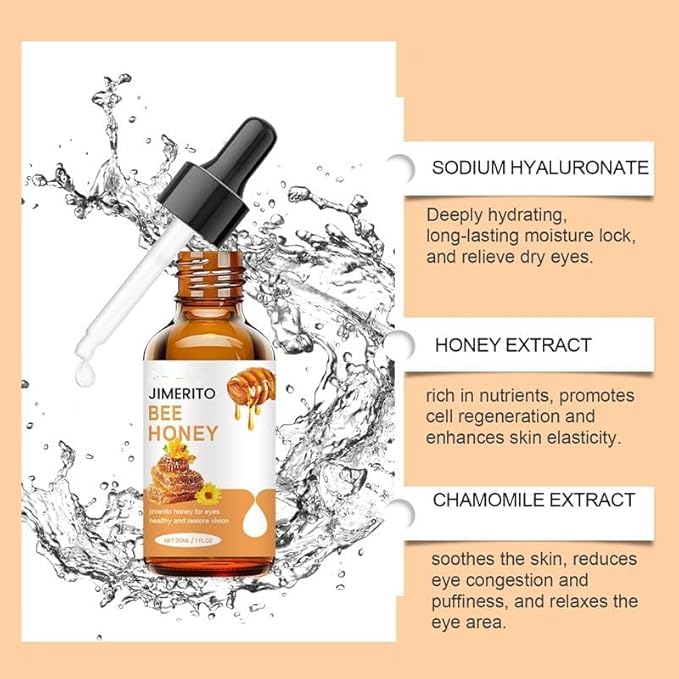 Honey eye care solution provides refreshing moisturizing care for the skin around the eyes
