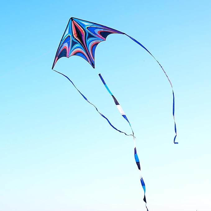 Kite, Large Delta Kites for Kids and Adults, Easy to Fly Rainbow Kites, Durable Multifunctional Beach Kite, Tangle-Free Flight Line, Durable