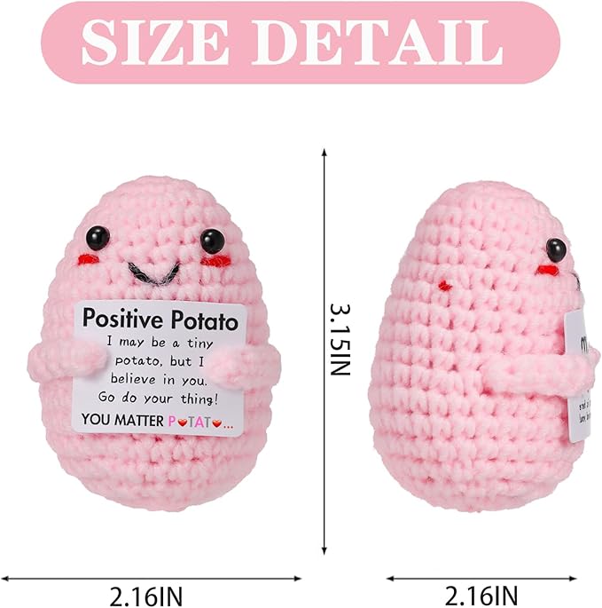 Birthday Gifts for Women Handmade Crochet Positive Potato with Encouragement Card (Positive Potato)