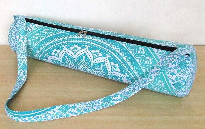 INDIAN CRAFT CASTLE ICC Yoga Mat Bag Carrier Full-Zip Exercise Yoga Mat Carry Bag for Women Men with Multi-Functional Storage Pockets and Adjustable Shoulder Strap 26X6 Inches
