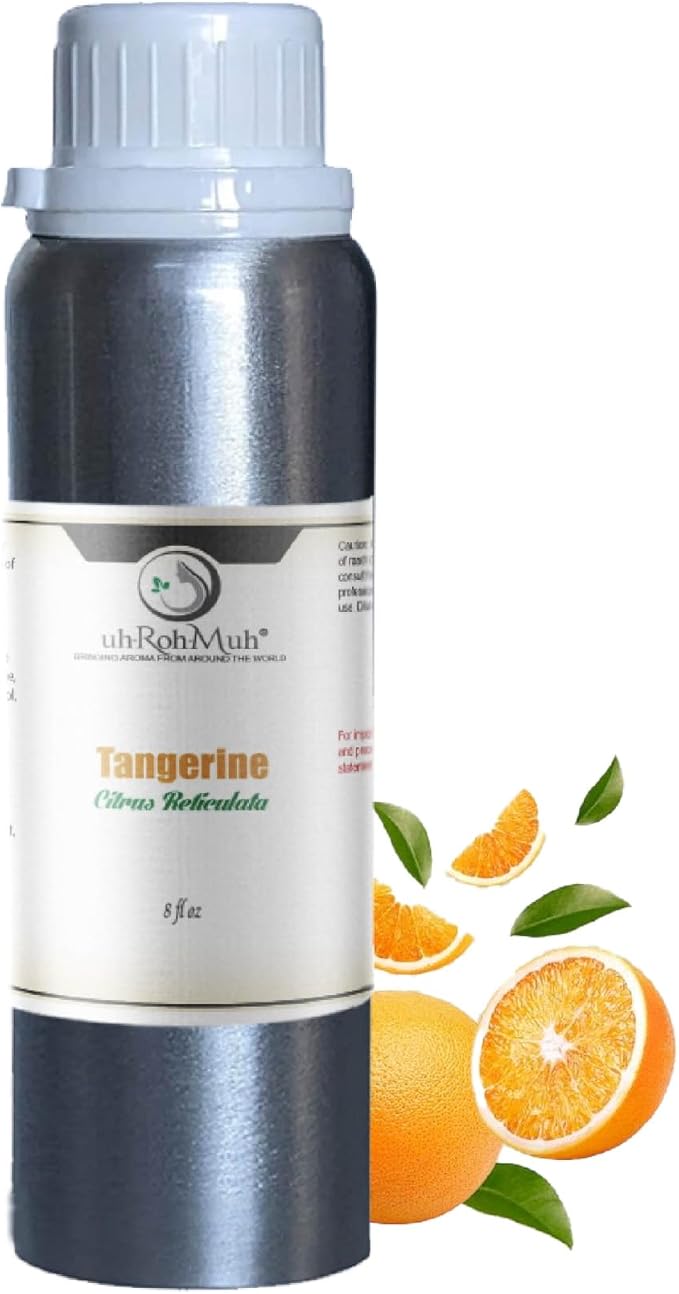 Tangerine Essential Oil, Citrus Reticulata, Cold Pressed Citrus Peel Oil, Sweet Citrus Aroma for Aromatherapy, Diffuser, Massage, Skin Care, Natural Fragrance Oil for Blends – 8 Fl oz