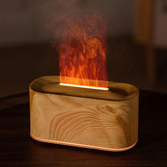 Asixxsix Essential Oil Diffuser, Aromatherapy Diffuser Cool Mist Humidifier with 7 Colors Light, Scent Aromas Diffuser, Quiet Flame Diffuser for Essential Oil, Home, Office, Bedroom (Light Wood