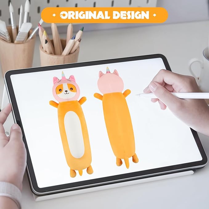 22 Inch Kawaii Unicorn Dog Long Plush Body Pillow Toy, Soft Corgi Shiba Inu Plushies with Stuffy Unicorn Outfit Big Stuffed Animals Gift for Kids Boys Girls, Birthday