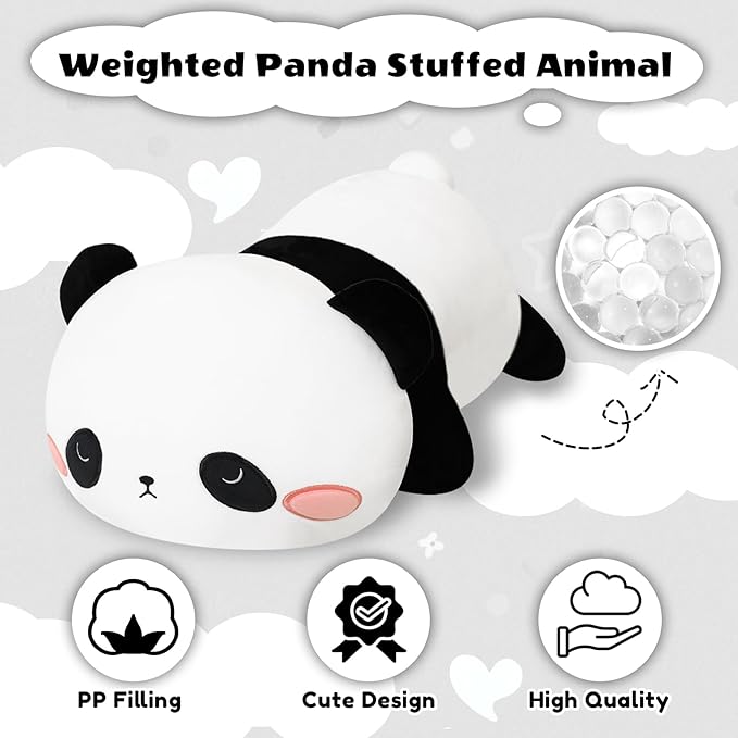 Weighted Panda Stuffed Animals, Cute Weighted Panda Plush, Soft Stuffed Weighted Plushie Pillow Gifts for Girls Boys(23.6" 3.1Lbs)