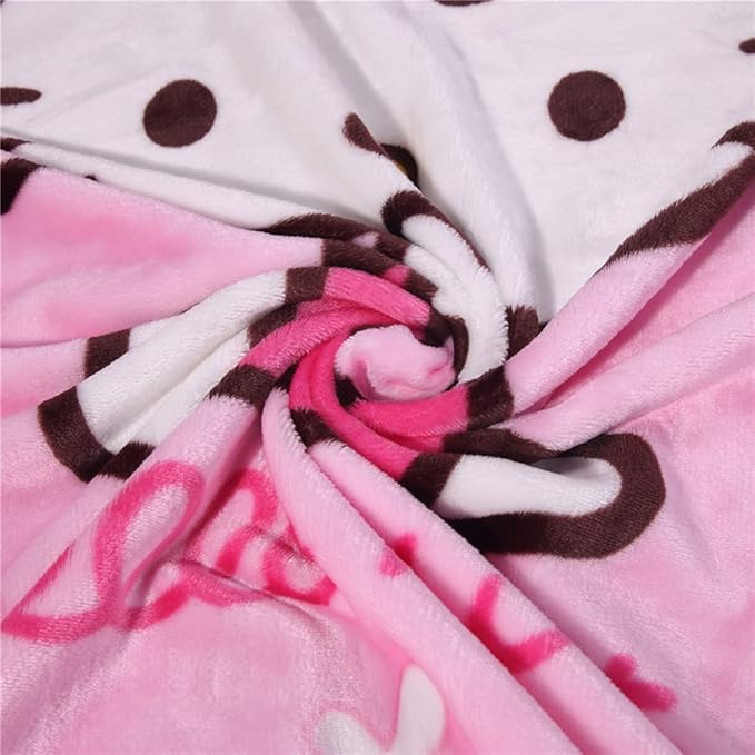 Cartoon Printing Throw Blanket for Girls Kids Adults, 40"x55", All Seasons Flannel Fleece Blanket, Soft & Warm Plush Blankets for Couch Sofa Bed Camping Travel (Pink 002)