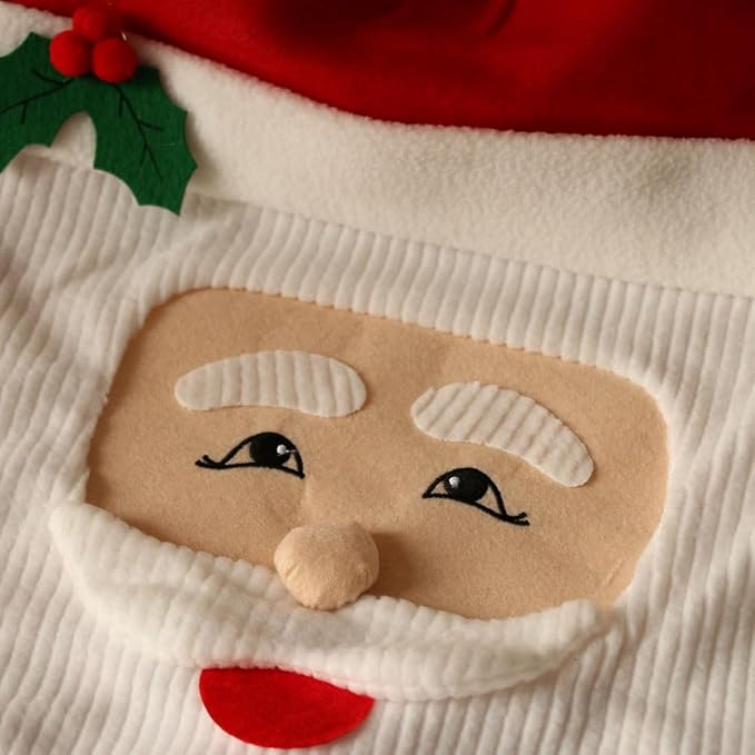 VANTATY Christmas Santa Claus Toilet Seat Cover, Soft Flannel Chair Xmas Toilet Cover, Party Christmas Ornaments Holiday Decor
