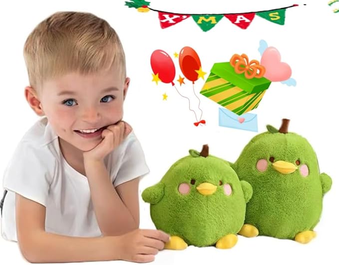 Cute Fruit Pear Duck Stuffed Animal Plush Toy Pillow - Girls and Boys Birthday Gift - 7.8" (Green 7.8)