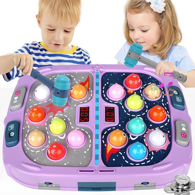 ANNKIE Whack Game Mole for Kids, Toys for 3 4 5 6 7 8+ Year Old Boys and Girls, Pounding Game for Kids with 3 Modes,2 Hammers,Gifts for 3-12 Year Old Boys Grils, Interactive Toy with Sound and Light