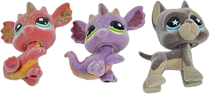 3pcs/Set Custom Flocked Pet Shop Toys Short Hair Cat Kitten Collie Great Dane Cocker Spaniel Dachshund Puppy Dog OOAK Compatible with LPS (#2484 and #2660 and #817)
