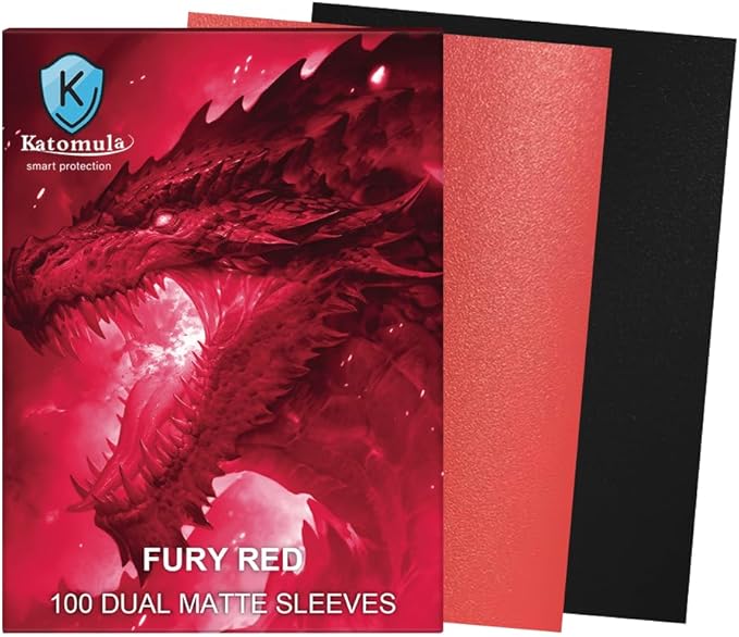 Fury Red Dual Matte Card Sleeves, Katomula Card Sleeves for MTG, Standard Card Sleeve for MTG, PKM, Flesh & Blood