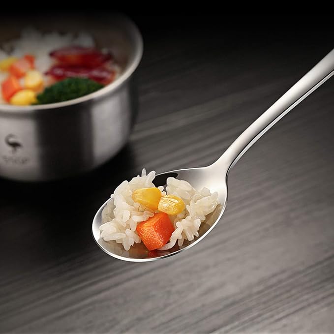 IQCWOOD Spoons, 8 Pcs Korean Spoon, 8.5 Inch Stainless Steel Soup Spoons | Korean Soup Spoons with Long Handle, Smooth Edges & Mirror Finish, Flatware Set for Everyday Home, Kitchen, or Restaurant Use
