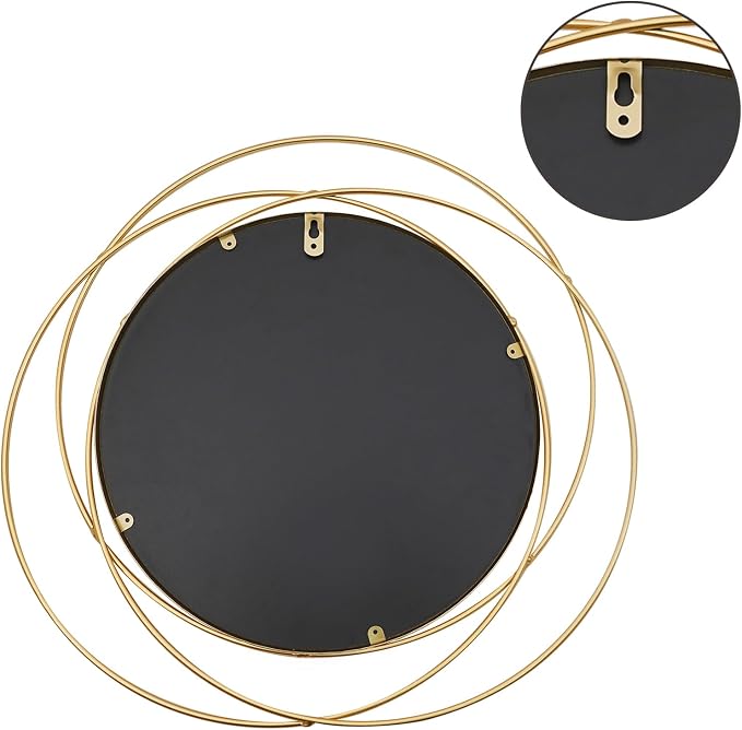 3 Set Round Mirrors for Wall Decor Living Room Bedroom Bathroom Dining Room Metal Circle Mirror Set Boho Decorative Sunburst Wall Art Accent Entryway - Gold 9.5 in