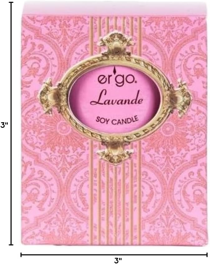 Ergo Soy Candle Hand Poured Natural Vegan Soy Wax - Luxuriously Scented Lavande 7 Ounce Candle