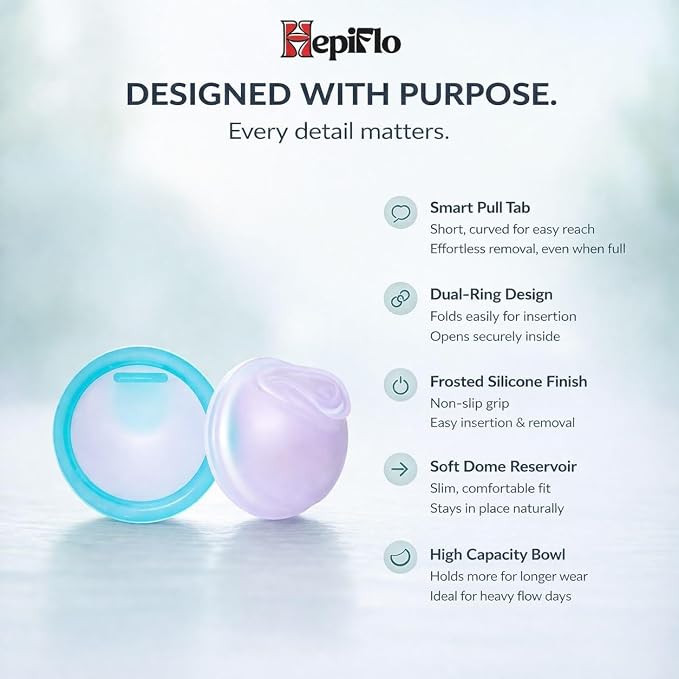 Menstrual Disc Combo – Reusable Disc in 2 Sizes (Small & Large) – Medical-Grade Silicone, Leak-Free, Non-Toxic, 12-Hour Wear, Easy Removal Pull Tab, Eco-Friendly Period Solution