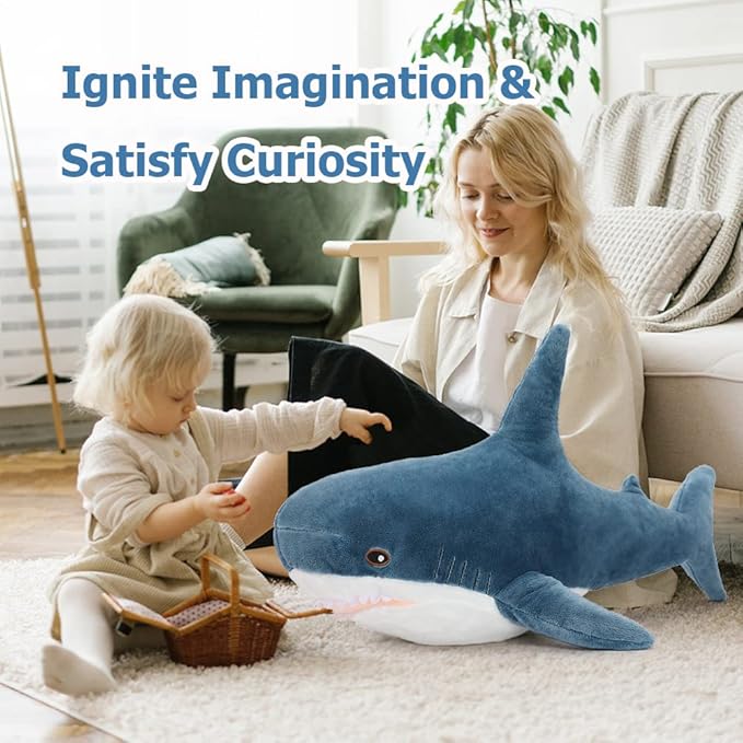 MorisMos Giant Shark Stuffed Animal 40 Inch Shark Plush Toys, Soft Plush Shark Hugging Pillow for Kids