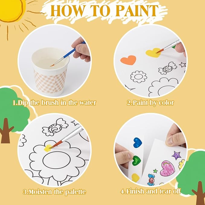 8 Pack Coloring Books Party Favors for Kids, 8 Theme Water Coloring Books Paint Sets for Kids, Art Craft Coloring Gift with Brush Classroom Prizes Return Gifts for Birthday