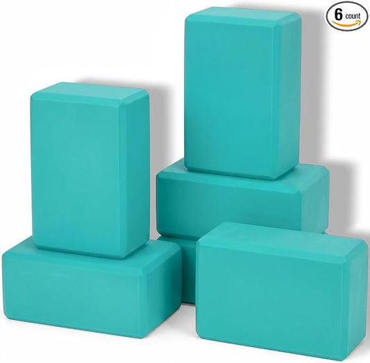 Wettarn 6 Pack Yoga Blocks 9 x 6 x 4 Inch EVA Foam Lightweight Non Slip Yoga Props for Pilates Stretching Meditation