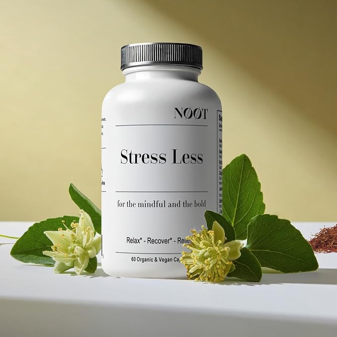 NOOT Stress Less – Anxiety & Stress Relief Supplement with Ashwagandha & L-Theanine | Adaptogen Formula for Mood Support & Cortisol Balance | Anti Anxiety Supplements for Women & Men | 60 Capsules