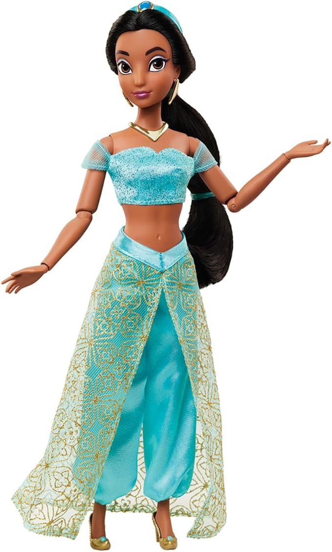 Disney Store Girl's Princess Story Doll (Jasmine from Aladdin) 11 Inches, Includes Coloring Book and Additional Dress, Princess Doll in Classic Outfit, Princess Toys