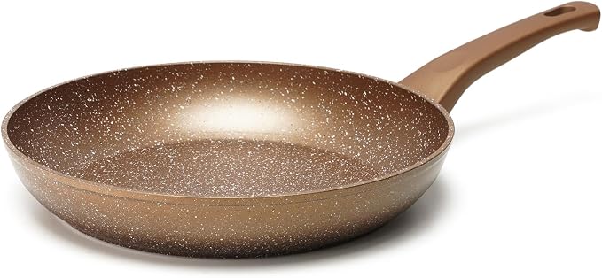 Innerwell 9.5-Inch Nonstick Frying Pan Small Egg Pan Skillet | Even Heating All Stove Compatible, PFOA PFOS Free, Granite Stone Cookware Skillet, Healthy and Non Toxic, Gold