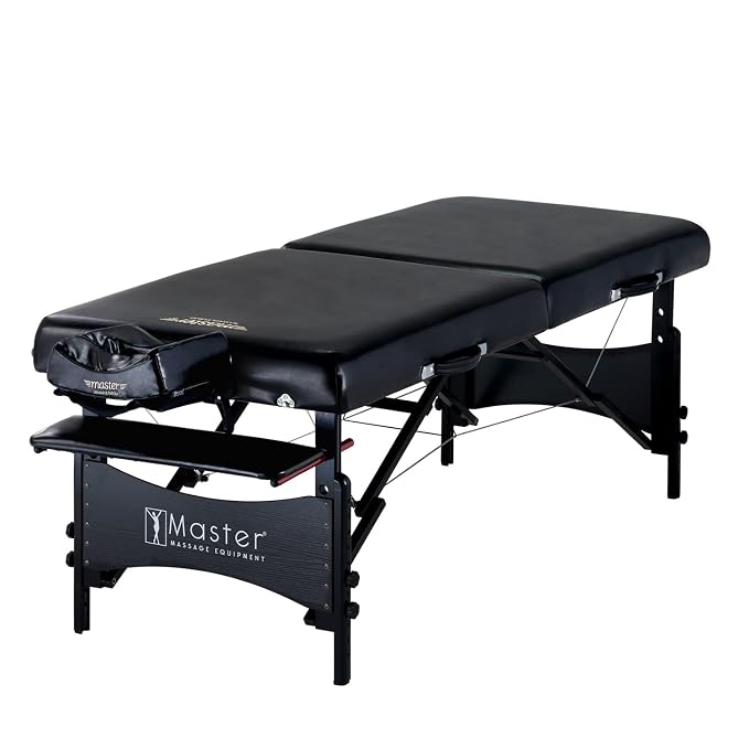 Master Massage 30" Galaxy Pro Portable Massage Table Package in Black with Aurora Multicolor Atmosphere Ambient Lighting System