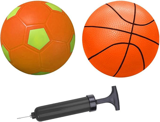 ABAJI Mini Basketballs Soccer Balls 5" Toy Ball with Pump Needle Durable Material for Mini Hoop Toddlers Kids Teenagers for Pool Indoors Outdoors