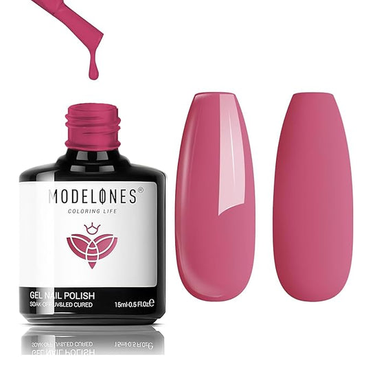 modelones Pink Gel Nail Polish Purple Gel Polish Nail Polish High Gloss Soak Off U V Valentine Nail Manicure Salon DIY for Women Girls 15 ML