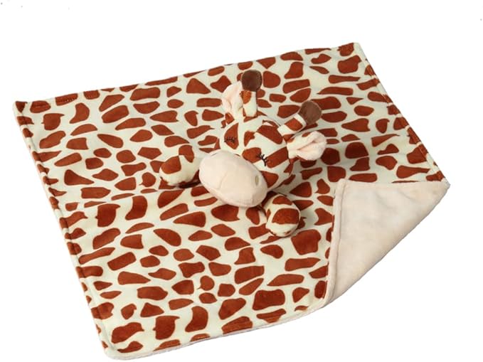 CREVENT Cozy Plush Baby Security Blanket, Loveys for Baby Girls and Boys, Birthday (Giraffe+Tag)
