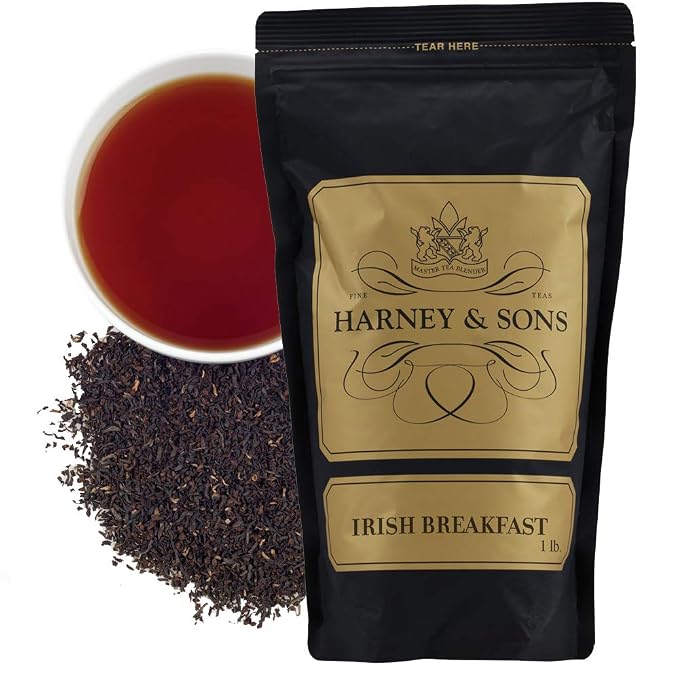 Harney & Sons Irish Breakfast Loose Leaf Black Tea – 100% Assam Bold Breakfast Tea, Caffeinated, 16 oz Bag