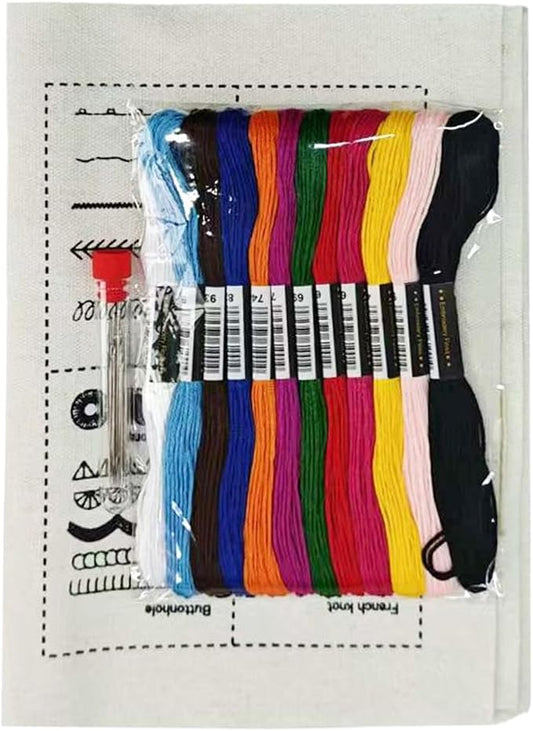 Embroidered Book, Therapeutic Crafting, 1 Set, Handmade Crafting Supplies, Complete Embroidery Kit, Portable, for Quilters Learners Art Projects Relaxation Mindfulness Practice Holiday