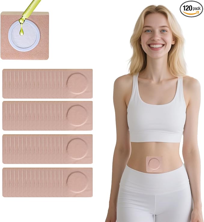120PCS Disposable Castor Oil Belly Button Patch– Oil-Free, Self-Adhesive Cotton Core Wrap for Neck, Shoulders & Knees, No Wash, Anti-Seepage (Beige Square)