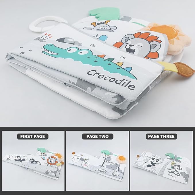 Baby Activity Travel Mobile Arch Bassinet Toy, Black and White High-Contrast Bouncer Toy bar, Crib Toys with Hanging Animals, Stroller Attachment(Farm)