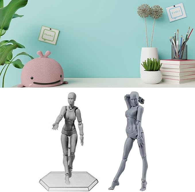 PVC Drawing Figure Action Mannequin, PVC Drawing Figure Model Drawing Figure Mannequin, Action Figure Body, for Sketching, Painting, Drawing, Female Artist (Male) (Women #14)