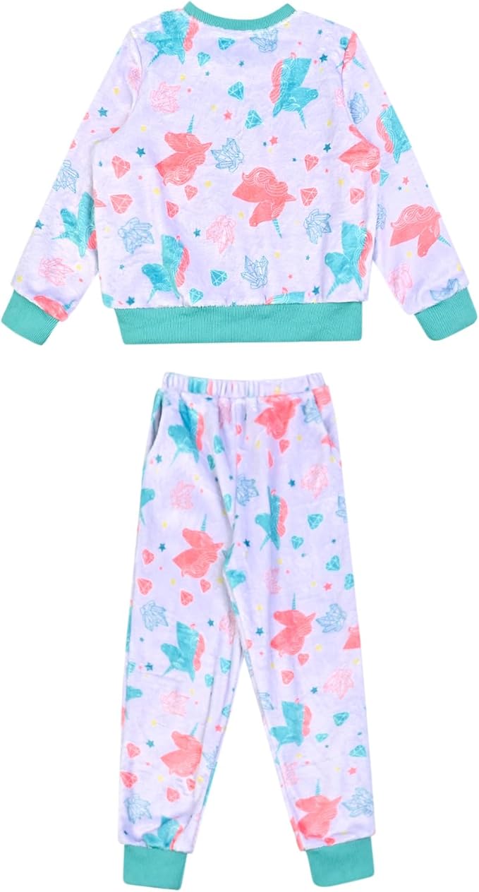 QPANCY Matching Doll & Girls Fleece Pjs Set kids Fall Winter Long Sleeve Sleepwear 2 Piece Pajamas