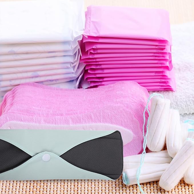 4Pcs Reusable Menstrual Pads Women Sanitary Napkins Washable Cloth Panty Liners Soft Comfortable Period Protection with Breathable Mesh Random Colors Random Color