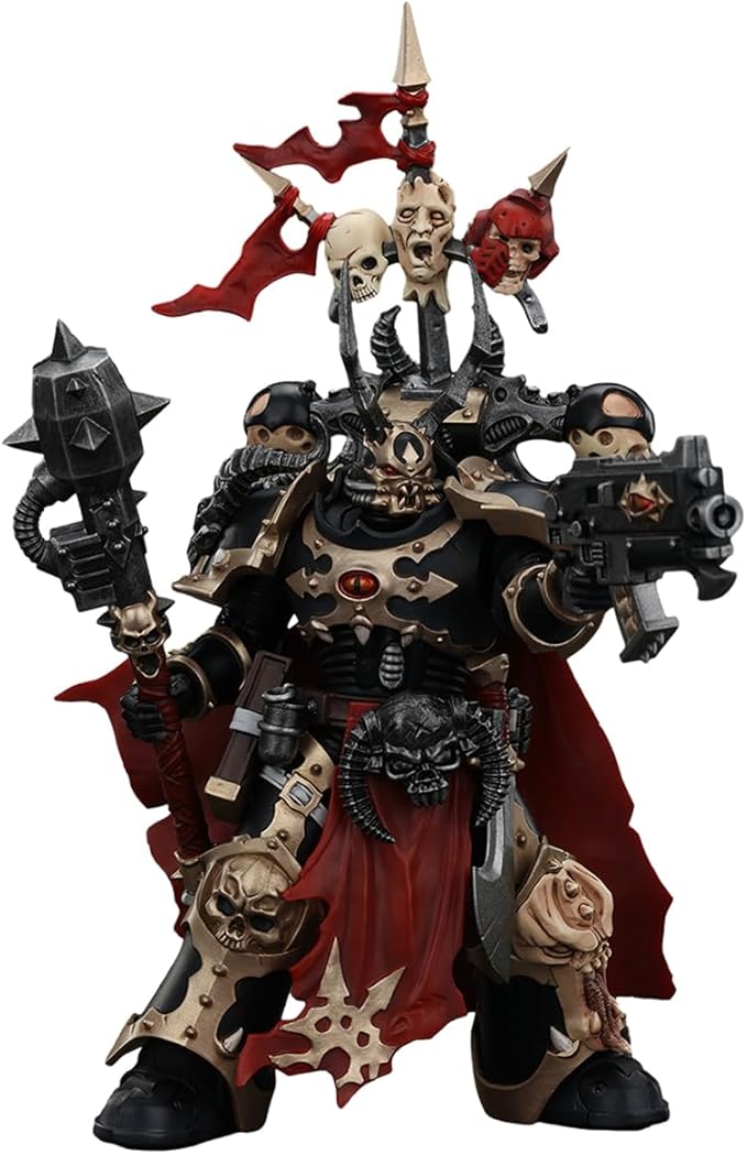 JOYTOY-Warhammer 40,000-1:18-Action Figure-Chaos Space Marines Black Legion Chosen Champion with Bolter and Power Maul-Collection Model Birthday Gifts