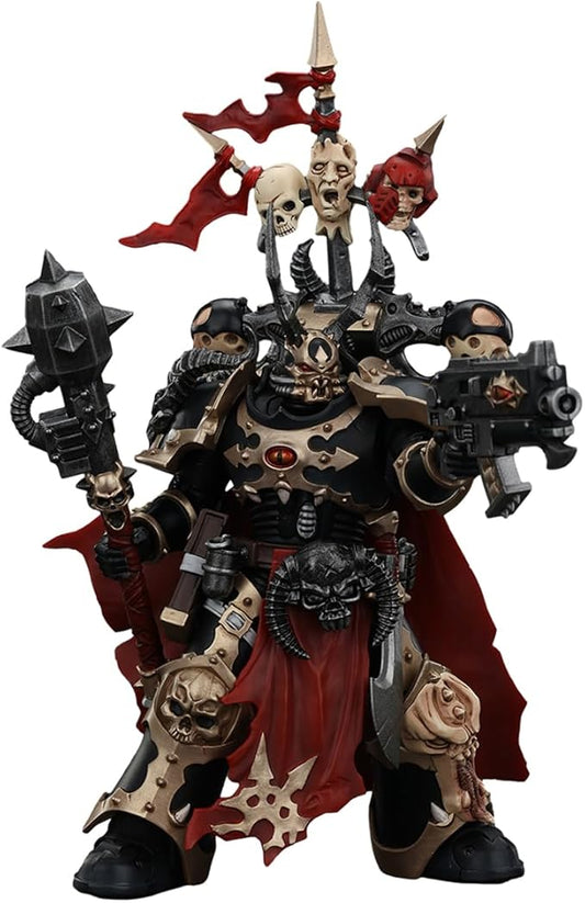 JOYTOY-Warhammer 40,000-1:18-Action Figure-Chaos Space Marines Black Legion Chosen Champion with Bolter and Power Maul-Collection Model Birthday Gifts