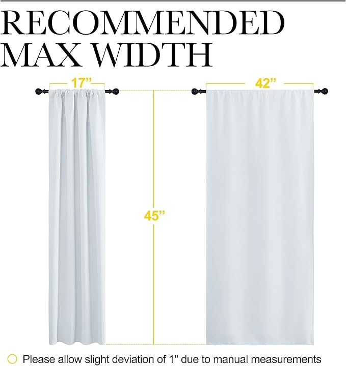 NICETOWN Greyish White Window Curtain Panels - Thermal Insulated Rod Pocket Room Darkening Curtain Sets for Bedroom (Platinum - Greyish White, 2 Panels, 42 in x 45 in (W x L))