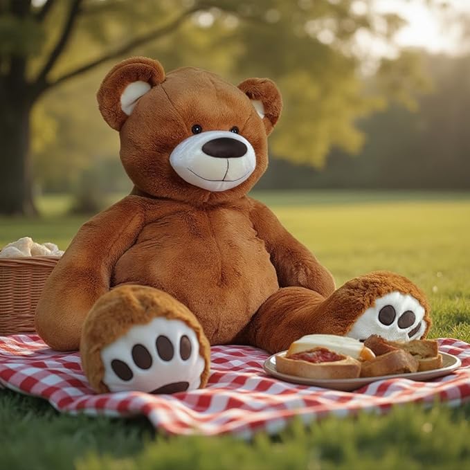 Anico 59" Tall (5 Foot) Giant Plush Bear, Stuffed Animal, Medium Brown Teddy Bear with Smiling Face. Premium Stuffed Toy Teddy Bear, Perfect for Girlfriend, Kids, Valentine's Day, Christmas!