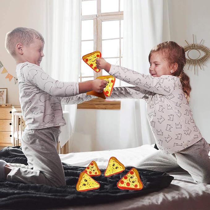 ArtCreativity Mini Plush Pizza Toys for Kids, Set of 6, Soft and Cuddly Soft Stuffed Toys in Assorted Designs, Plush Party Favors for Kids, Cute Pizza Party Decorations, 4.5 Inch