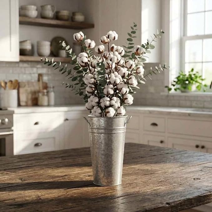Hosley Set of 2 Galvanized Bucket/Pot Vase with PVC Liner, 5" Dia x 9" H Ideal Gift for Floral Arrangements Wedding Home Office Party DIY Indoor Outdoor Garden Patio