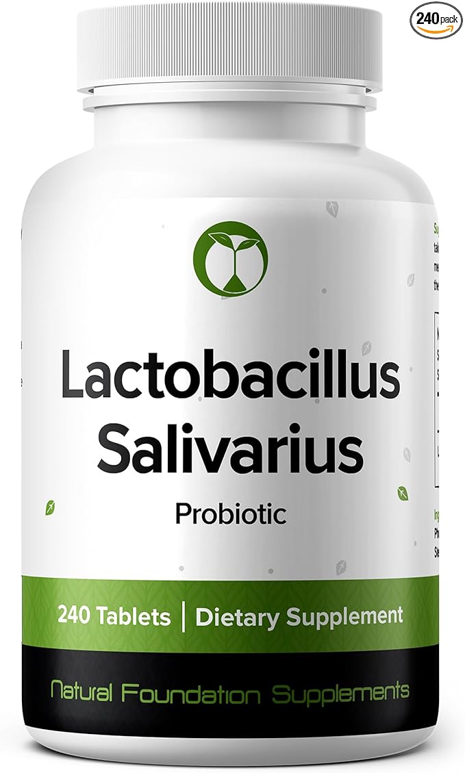 Lactobacillus Salivarius Probiotic 240 Tablets (4 Month Supply) – Researched Strain LS97 – 3 Billion CFU – Digestive & Oral Health Support – GMP Certified (240, Lactobacillus Salivarius)
